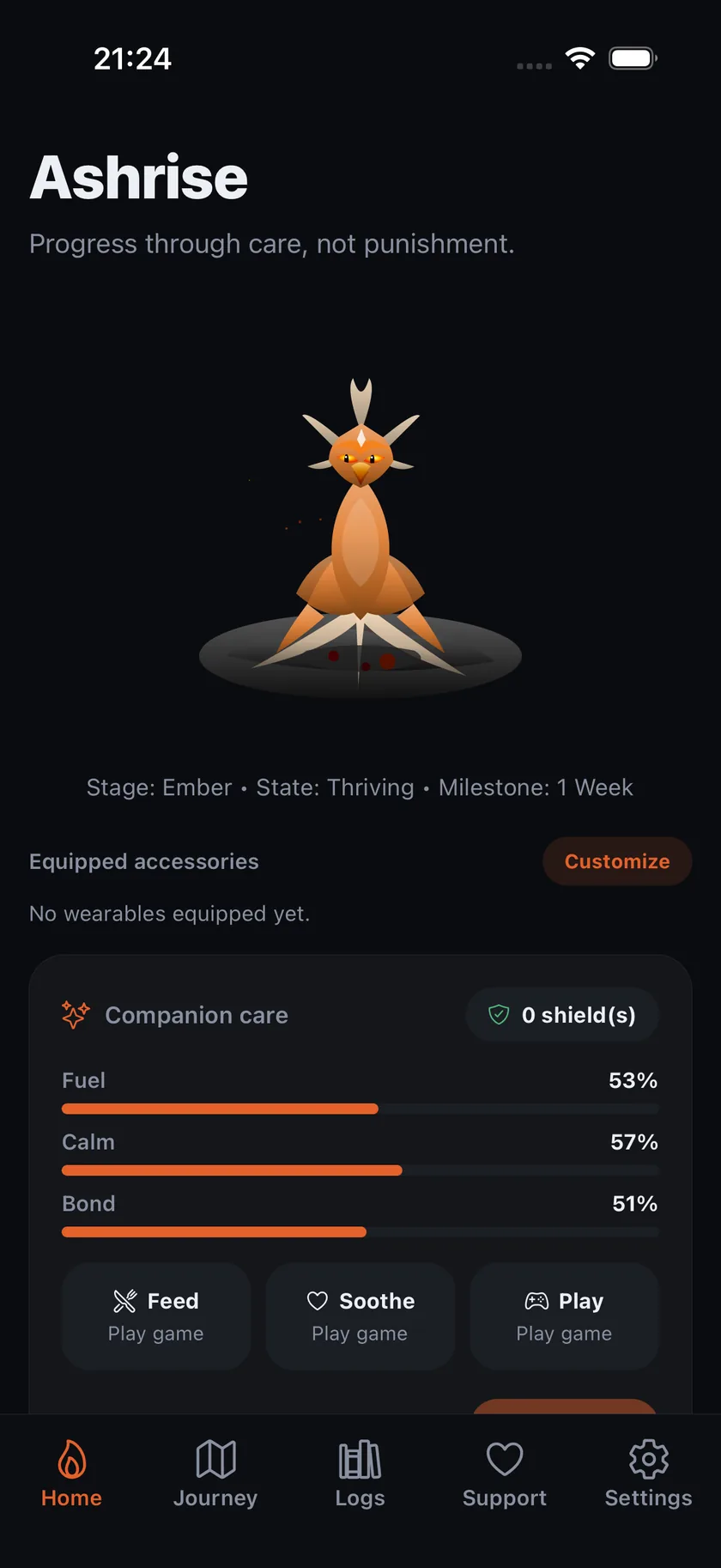 Ashrise ember phoenix stage on the home screen