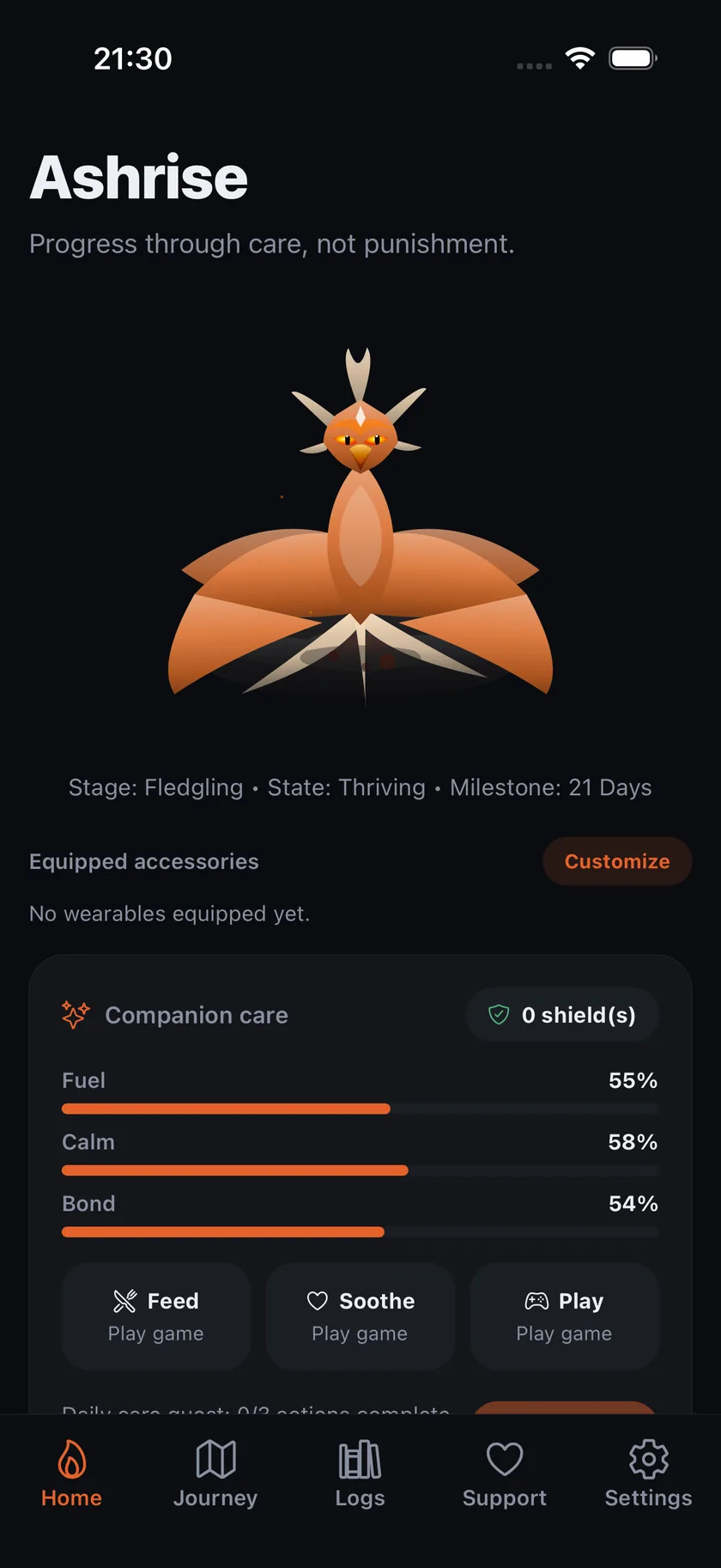 Ashrise fledgling phoenix stage on the home screen